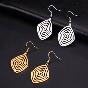 DAIIIBABYYY  -  Irregular Spiral Swirl Drop Earrings Women Gold Color Stainless Steel Geometric Earring Trend Jewelry Gift Wholesale